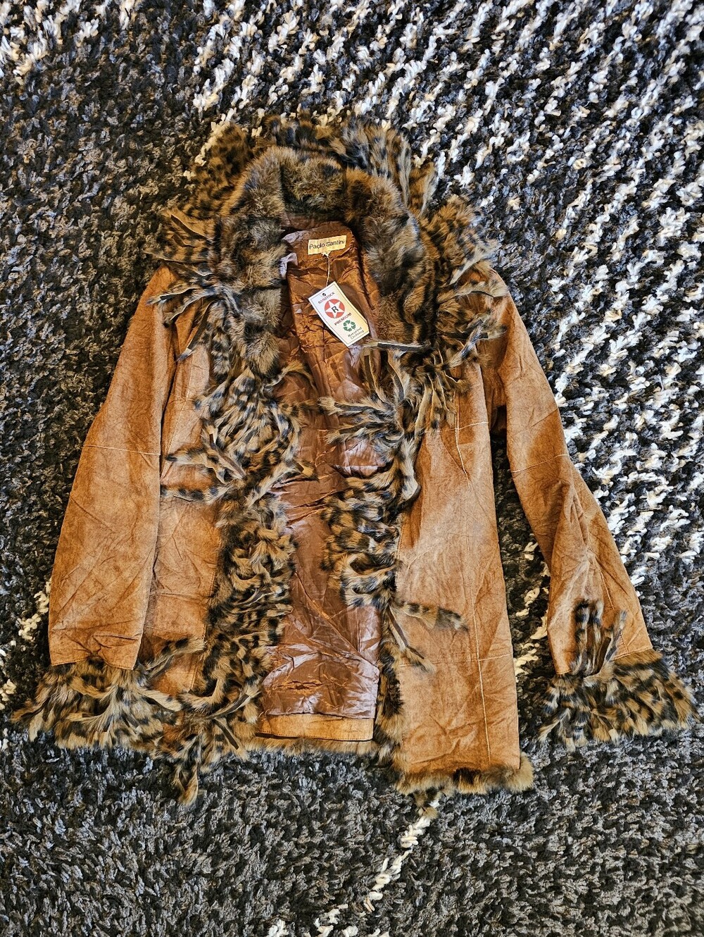 Paolo Santini Vintage Leather Jacket w Fur Trim